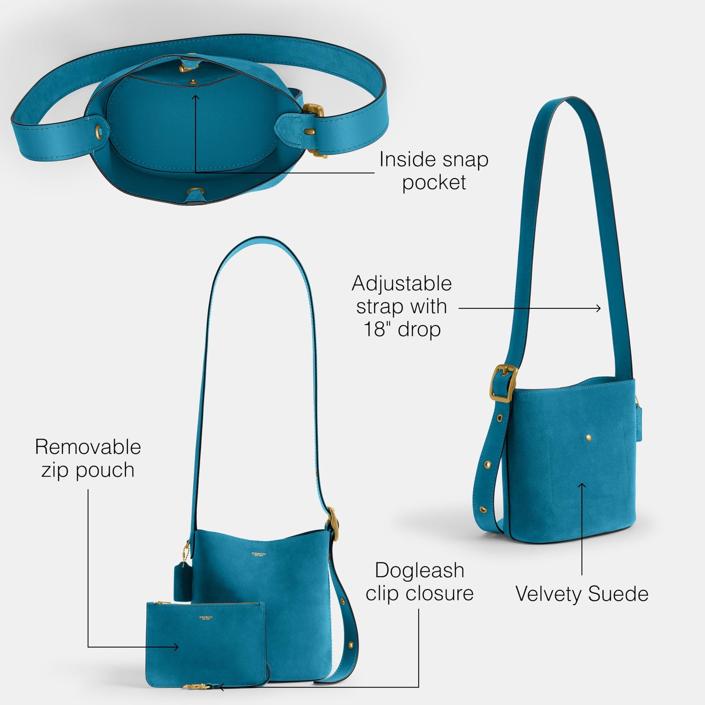 COACH Bleecker Bucket Bag 21, 1z/Sea Blue
