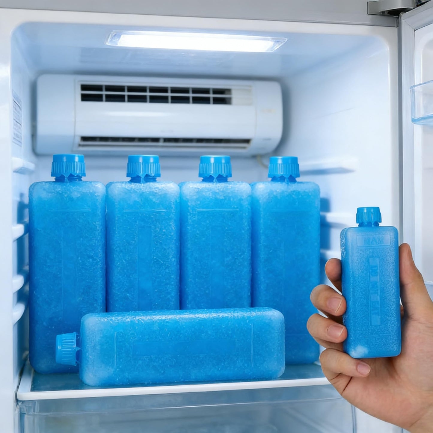 TUESMEILL Mini Ice Packs for Swamp Cooler 8Pcs Refillable Blocks Portable Air Conditioner Fan Reusable Cold Freezer Box Evaporative Cooling Insert Lunch Travel