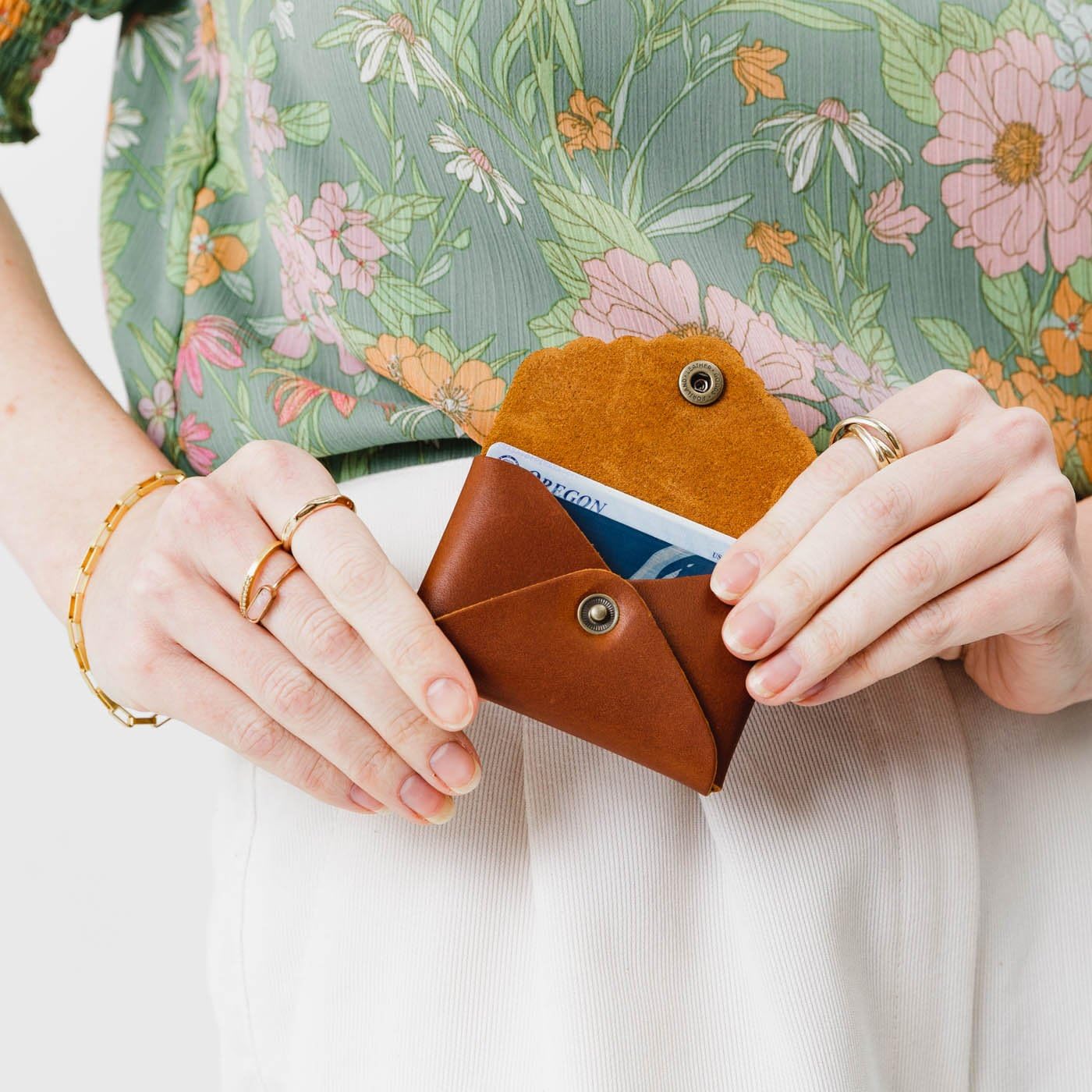 Portland Leather Goods Mini Daisy Wallet for Women – Handmade from the Finest Full-Grain Hides – Features Envelope Design with Snap Closure – Honey