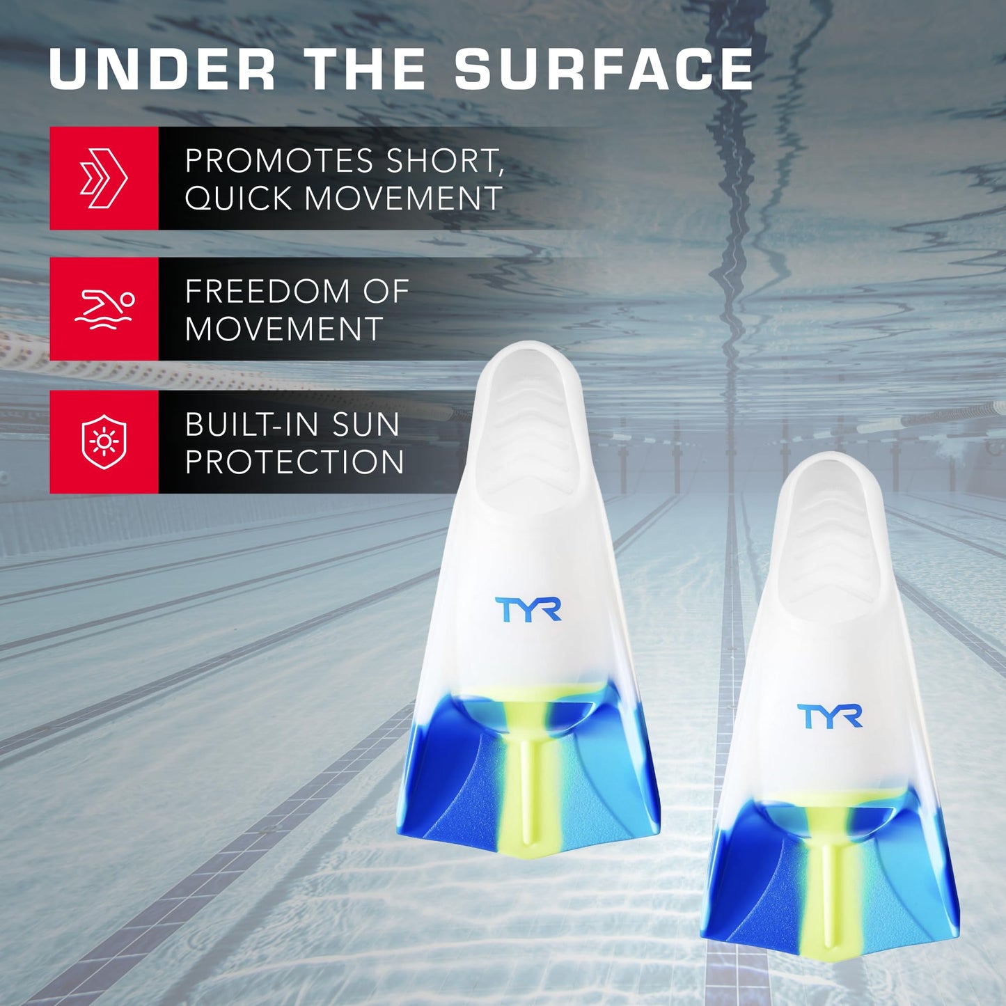 TYR Stryker Silicone Swim Fin for Racing and Training, XX-Large, Blue/Navy/Clear