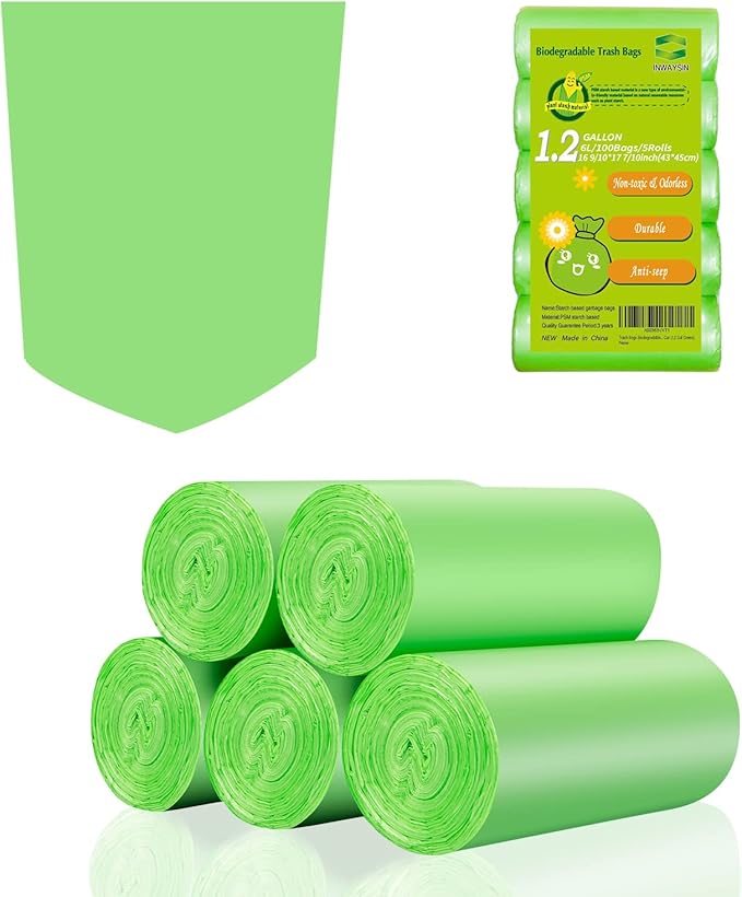 Mini Trash Bags, Inwaysin 1.2 Gallon Trash Bags, Small Bin Bags