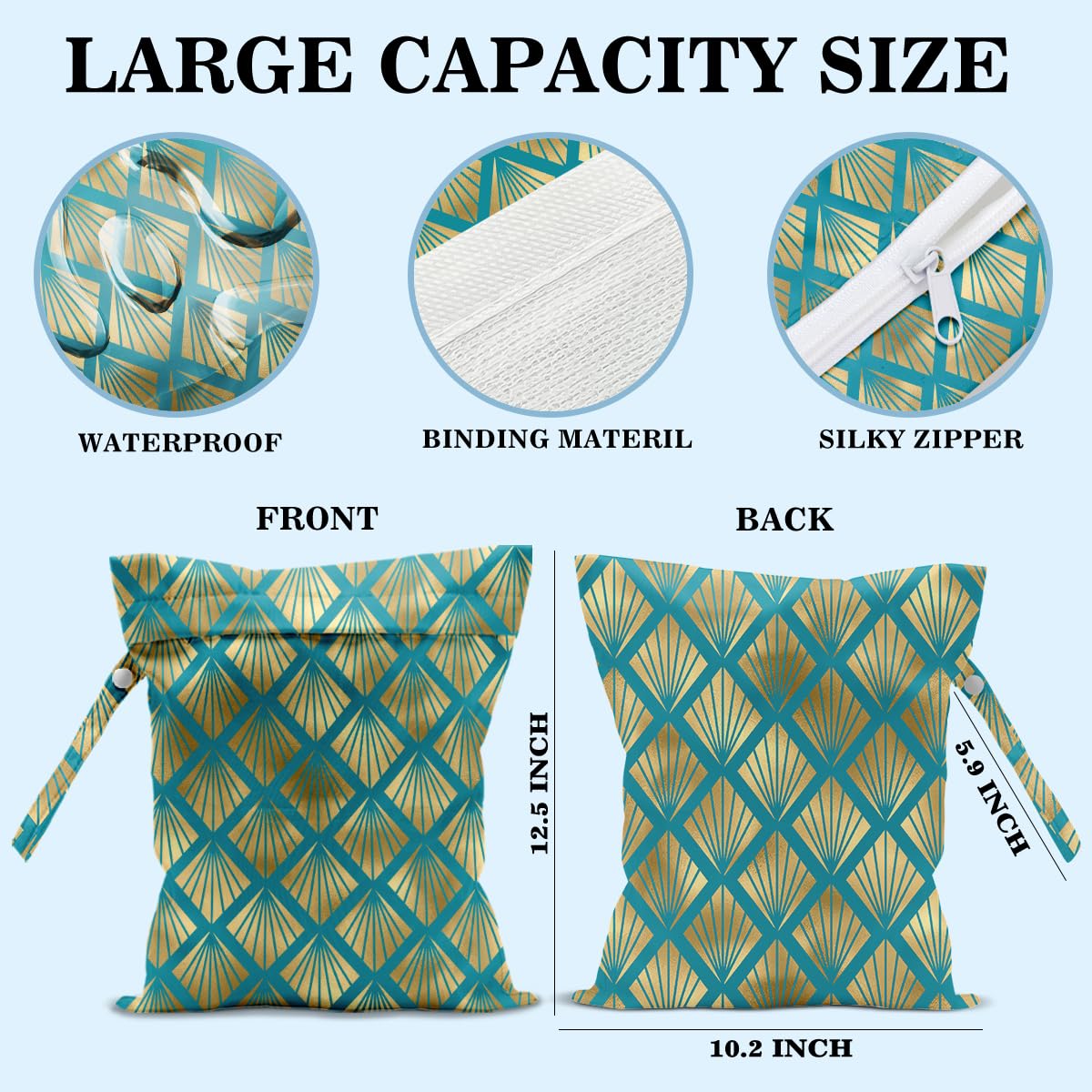 zcyxuuw Beach Bags Waterproof Sandproof Art Deco Wet Dry Bag Wet Clothes Bag With Zipper Pool Bags for Women Swimsuits Travel
