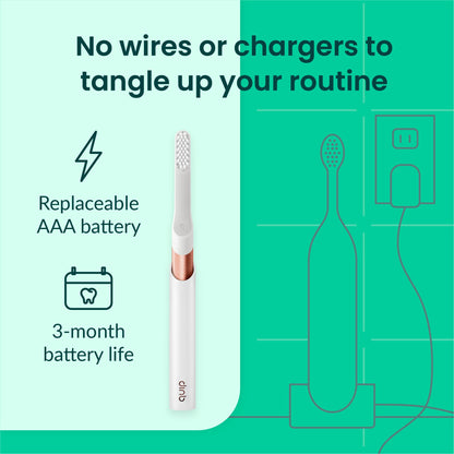 Quip Metal Sonic Electric Toothbrush for Adults - Time Travel & Soft Bristles with Travel Case & Replacement Brush Head - 3 Month Battery Life - Indigo