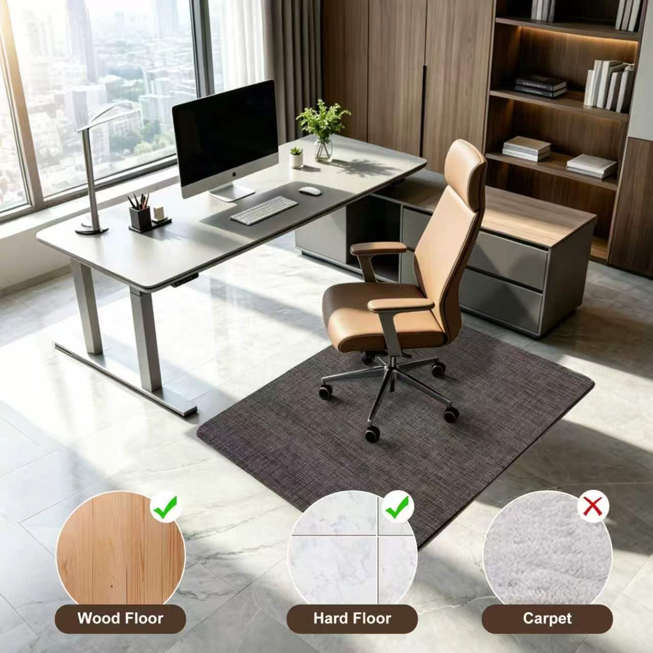 Riveroy Office Chair Mat for Hardwood Floors,Not for Carpets,(Black, “48 x36in”)