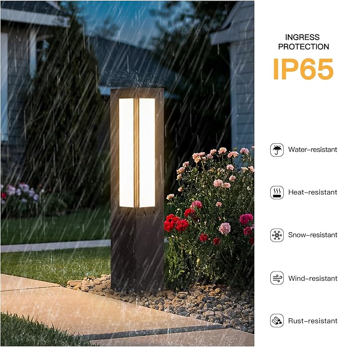 Solar Pathway Light, 31.5" Landscape Path Lights Outdoor Waterproof, Aluminum Driveway Lamp Solar Powered, Dusk to Dawn Walkway Lantern 3000K LED Bollard Lighting for Patio Lawn Garden Sidewalk