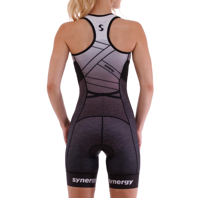 Synergy Women's Tri Suit Elite Sleeveless Racerback Trisuit (Smoke Black, X-Large)