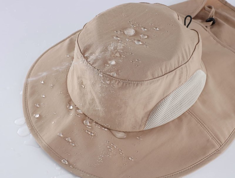 Home Prefer Outdoor Mens UPF50+ Sun Hat Wide Brim Fishing Hat with Neck Flap (Milky Khaki)