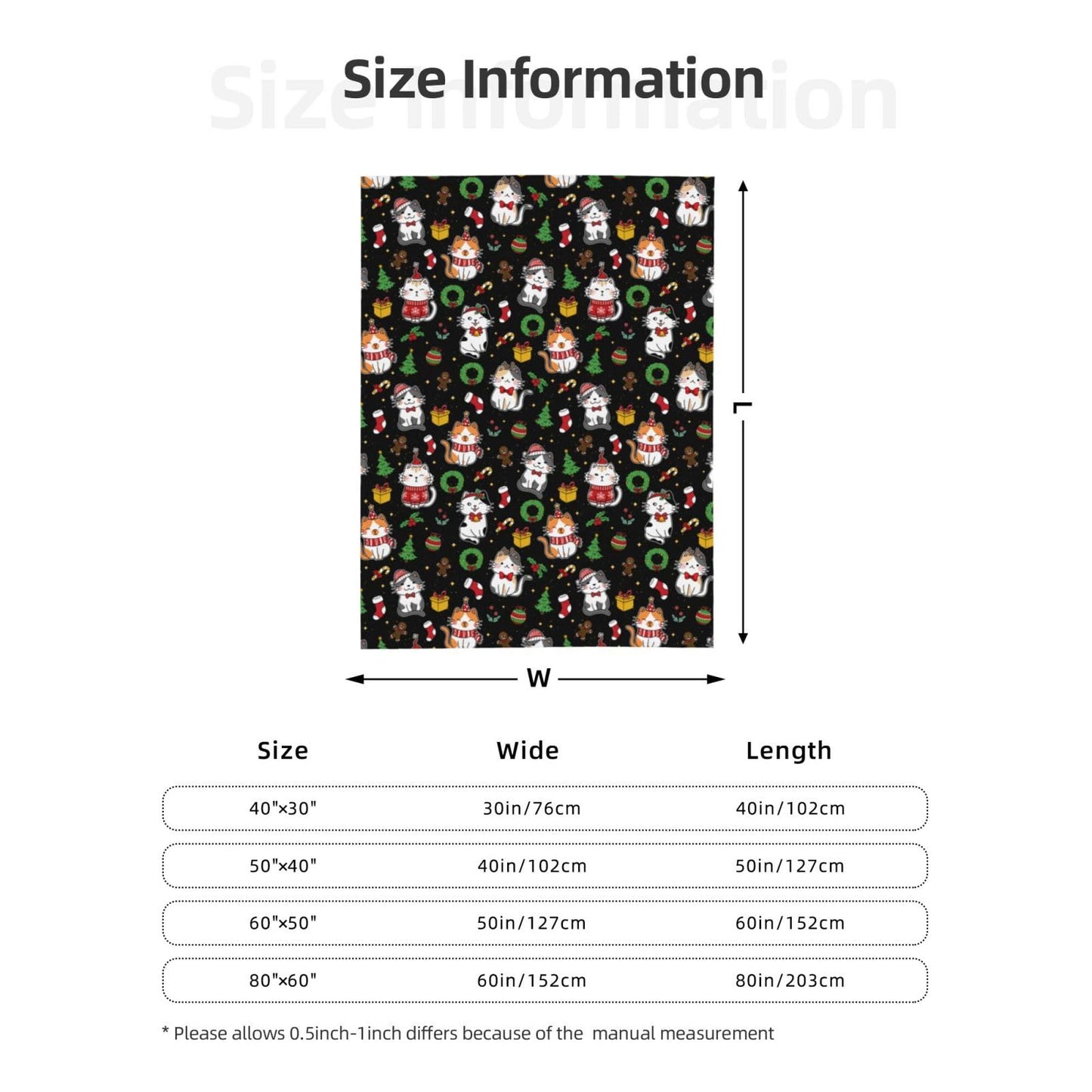 Christmas Cats Throw Blanket - 50"x40" Soft Flannel Fleece Blankets for Couch Sofa Bed, Warm Cozy Lightweight Travel Blanket, for Women Men Kids Cat Lovers