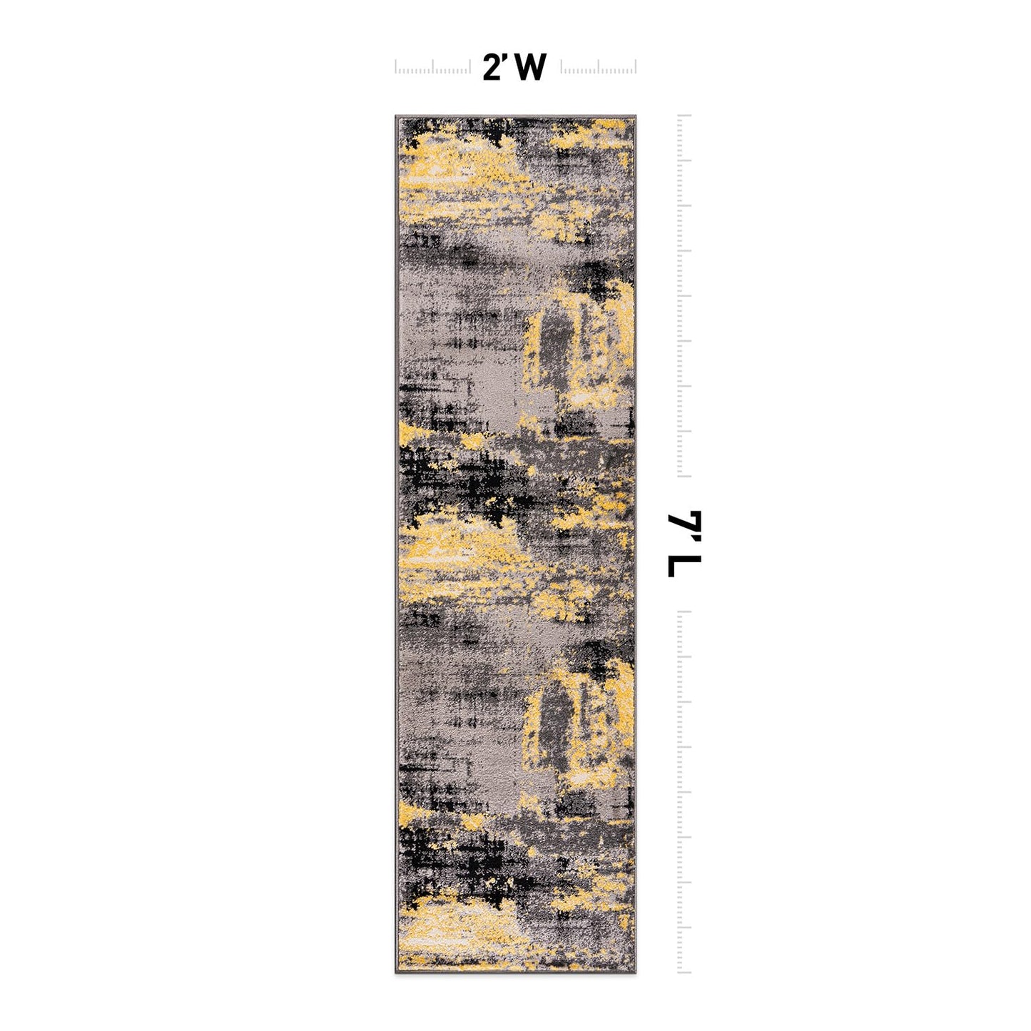 Rugshop Modern Abstract Design Non Shedding Soft Ideal for Living Room,Bedroom,Kitchen Runner Rug 2' x 7' Yellow