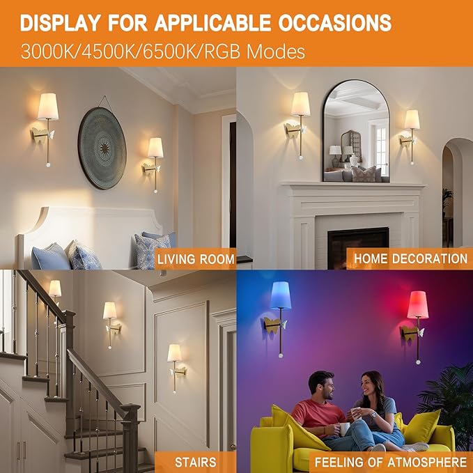 Battery Operated Wall Sconces Set of 2,Rechargeable Wall Lights with Butterfly Crystal Decorative Sconces,Cordless Battery Sconce Indoor Wall Lamps for Bedroom Living Room Hallway Stairs Gold