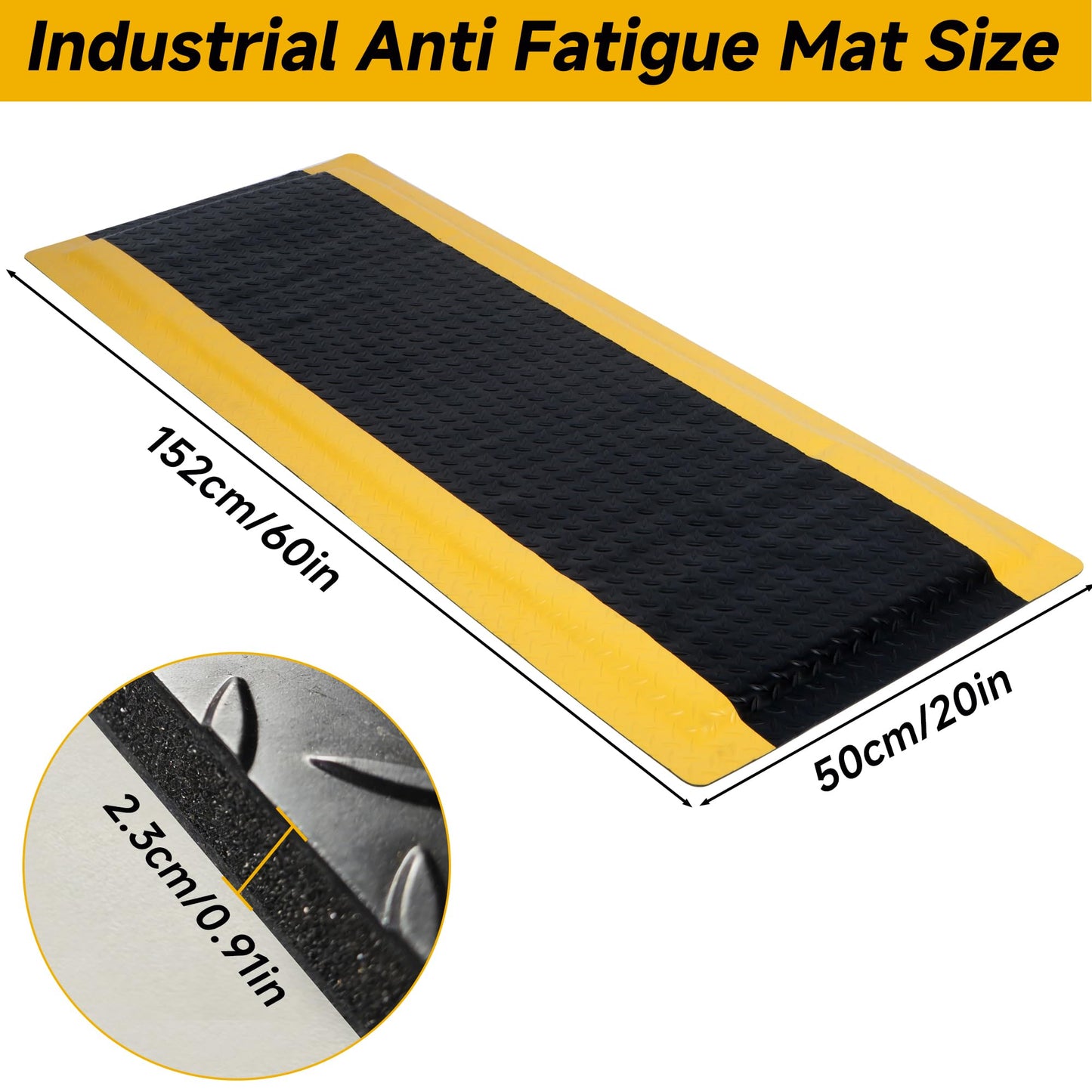 tonchean Industrial Anti Fatigue Mat 20" x 60" Heavy Duty Ergonomic Standing Floor Mat for Workshop, Non-Slip Anti-Fatigue Standing Floor Mat for Work, Shop, 1PC