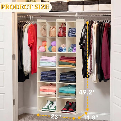 Ofiray-home 6 Tier Hanging Closet Organizer, 16 Compartments Sweater Organizer