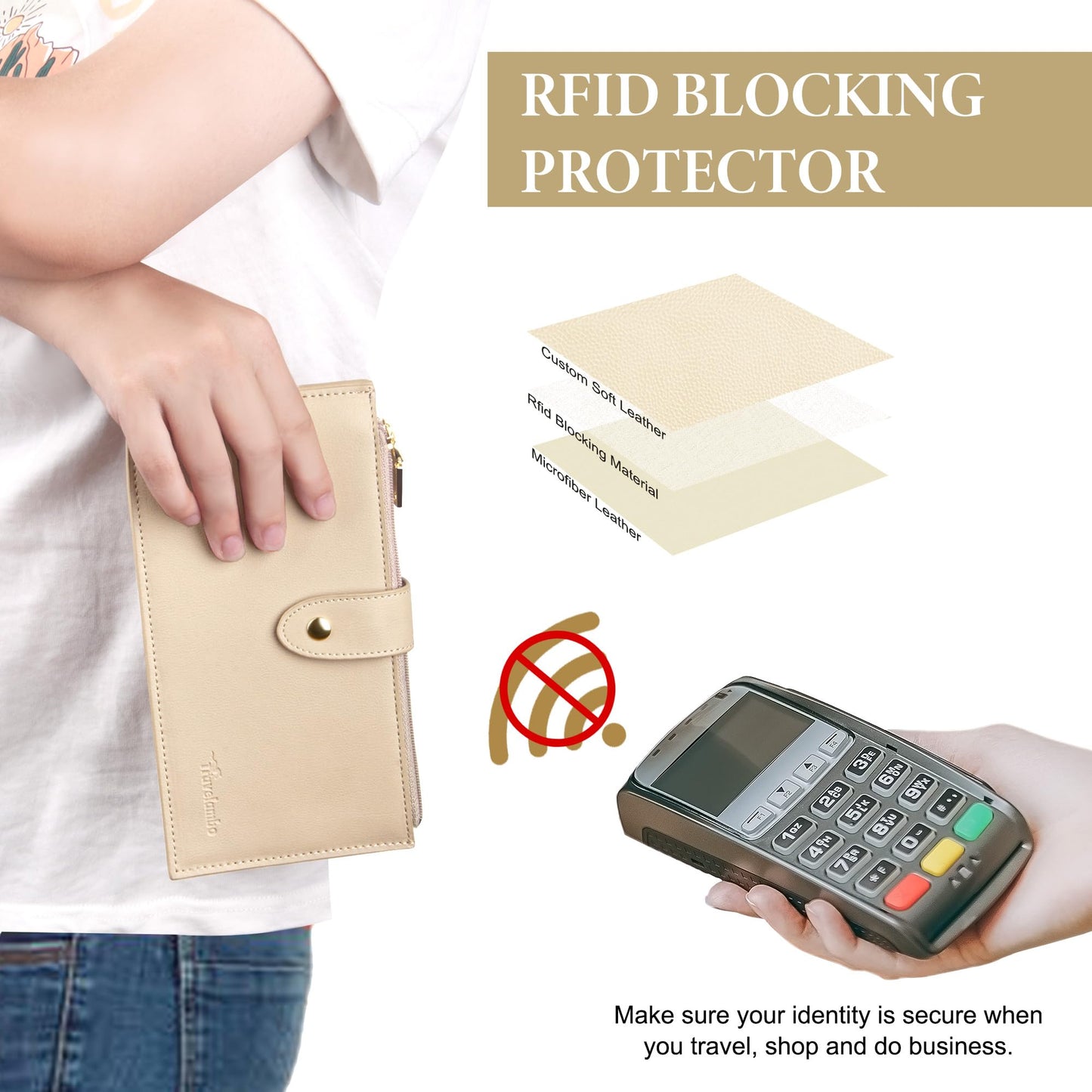 Travelambo Leather Wallets for Women Slim RFID Blocking Bifold Credit Card Holder Wallet