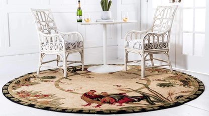 Unique Loom Barnyard Collection Area Rug - Farm (5' 3" Round, Cream/ Black)