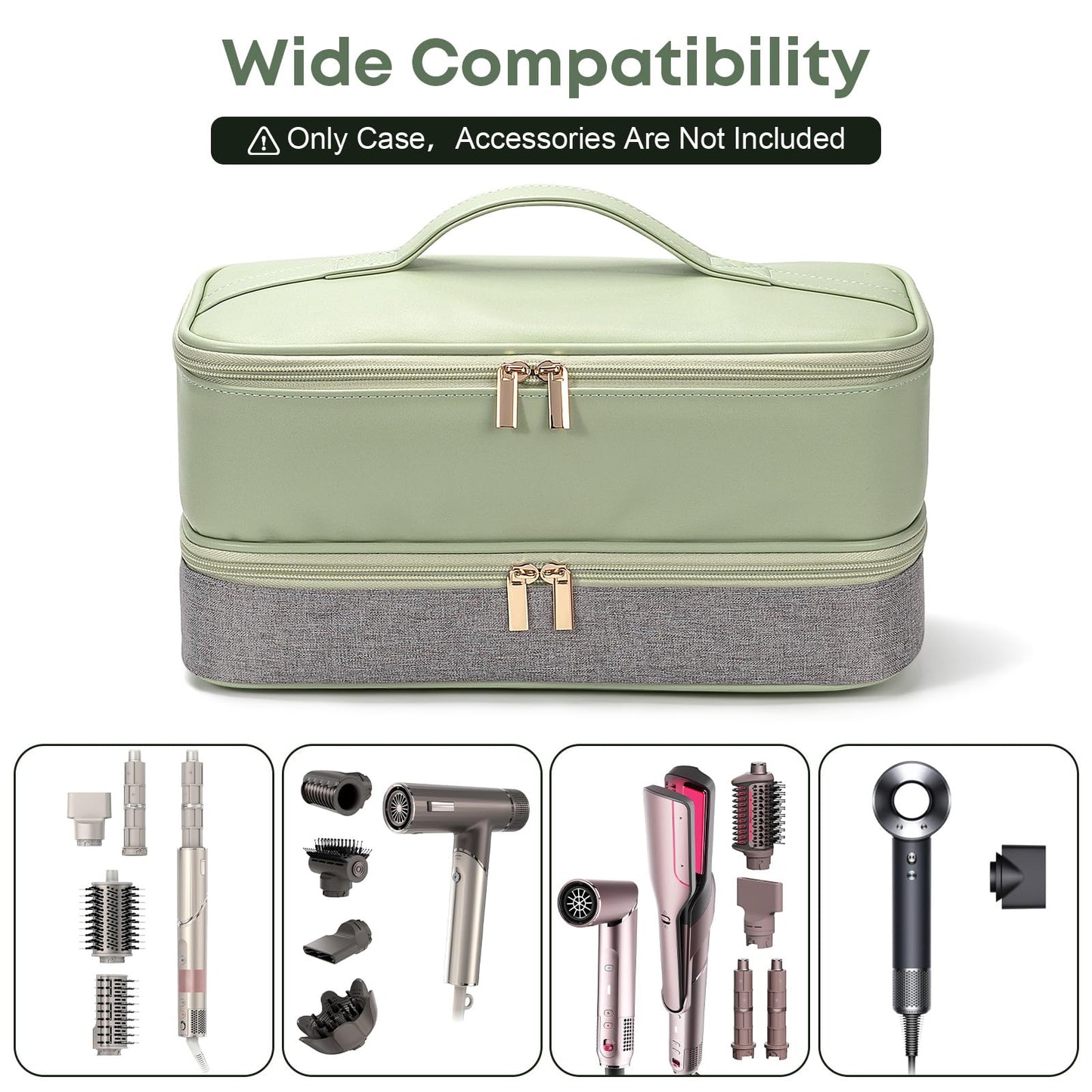 Double-Layer Travel Carrying Case for Shark Flexstyle/FlexFusion Airwrap Brush Hair Dryer , Waterproof PU Leather Hair Tool Organizer for Shark Flexstyle /Dyson Airwrap Styler Travel Accessories