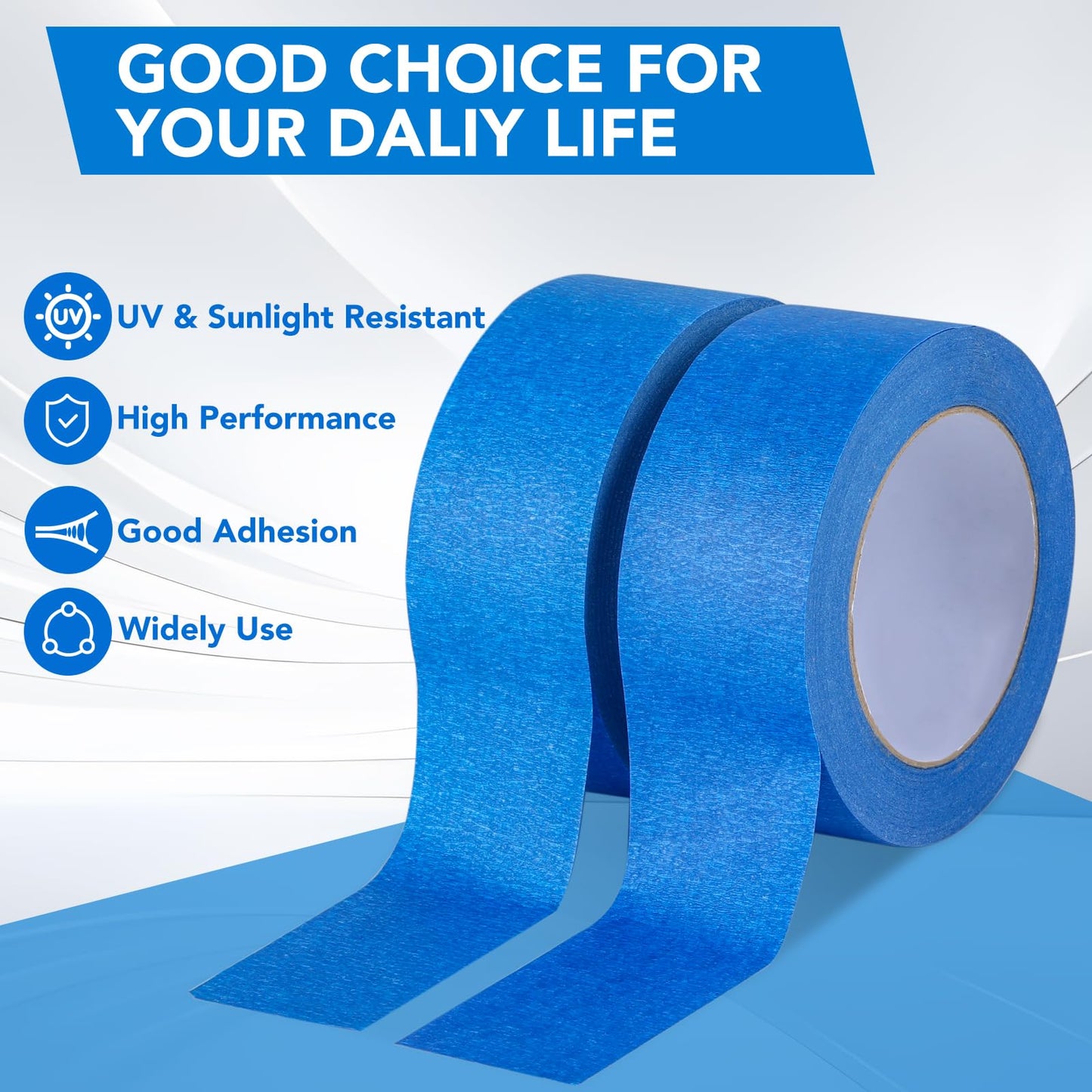 VOISEN 5 Packs Painters Tape, Blue Painters Tape, 3 Inch Wide (3 in x 55 Yds), Masking Tape for Multi-Purpose, Masking Tape Bulk,DIY Artist Craft Arts, Decoration, Drafting, No Residue