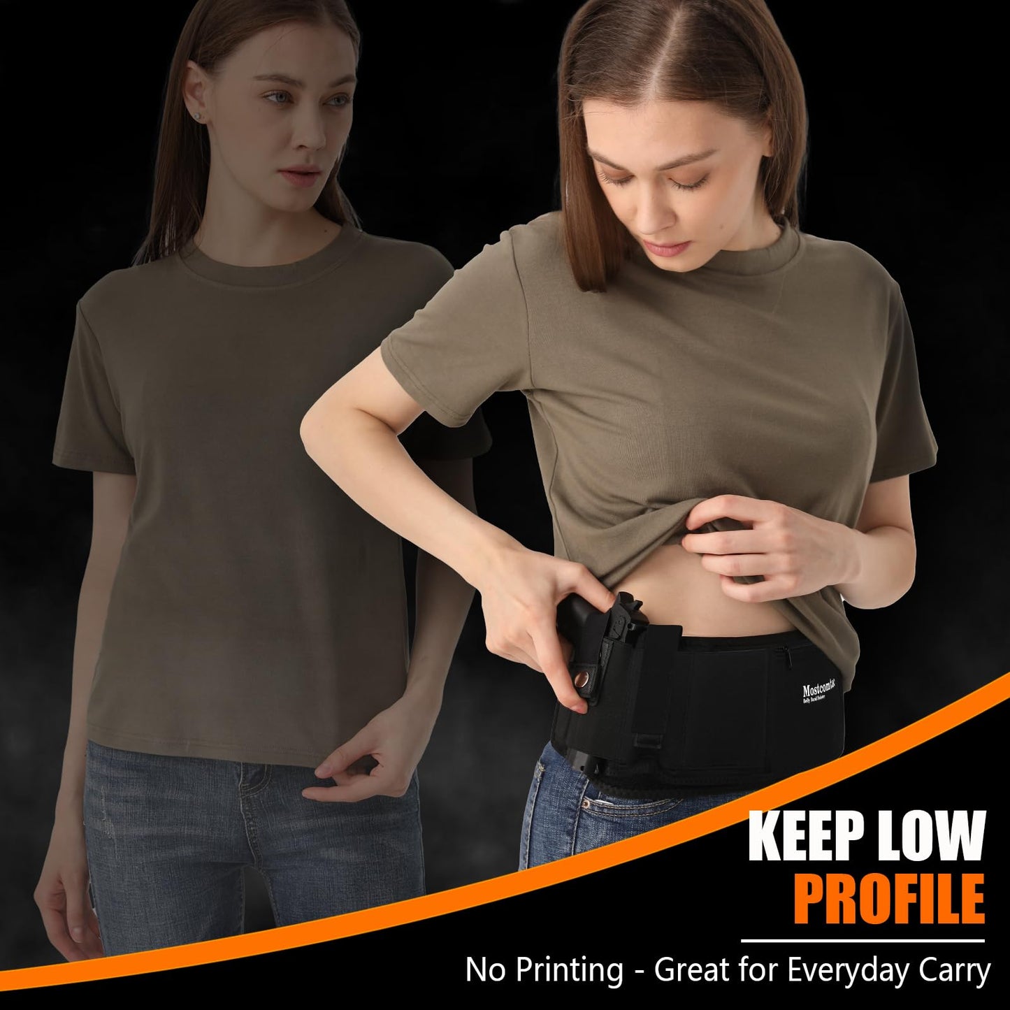 Mostcomtac Belly Band Holster for Men and Women - Comfortable and Breathable Gun Holster for Pistol Fits Glock 19 17 42 43 43x, Taurus, Ruger LCP, S&W M&P Shield and Most Guns and Revolvers