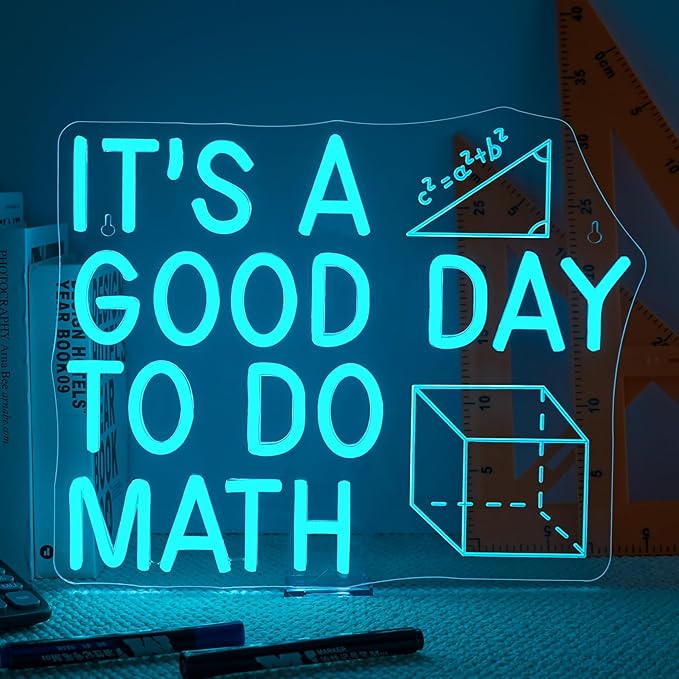 Horseneon It's a Good Day to Do Math Neon Sign Colorful LED Wall Decor for Classroom Math Teacher Gift Home Office or Study Room Fun and Inspirational Math-Themed Neon Light