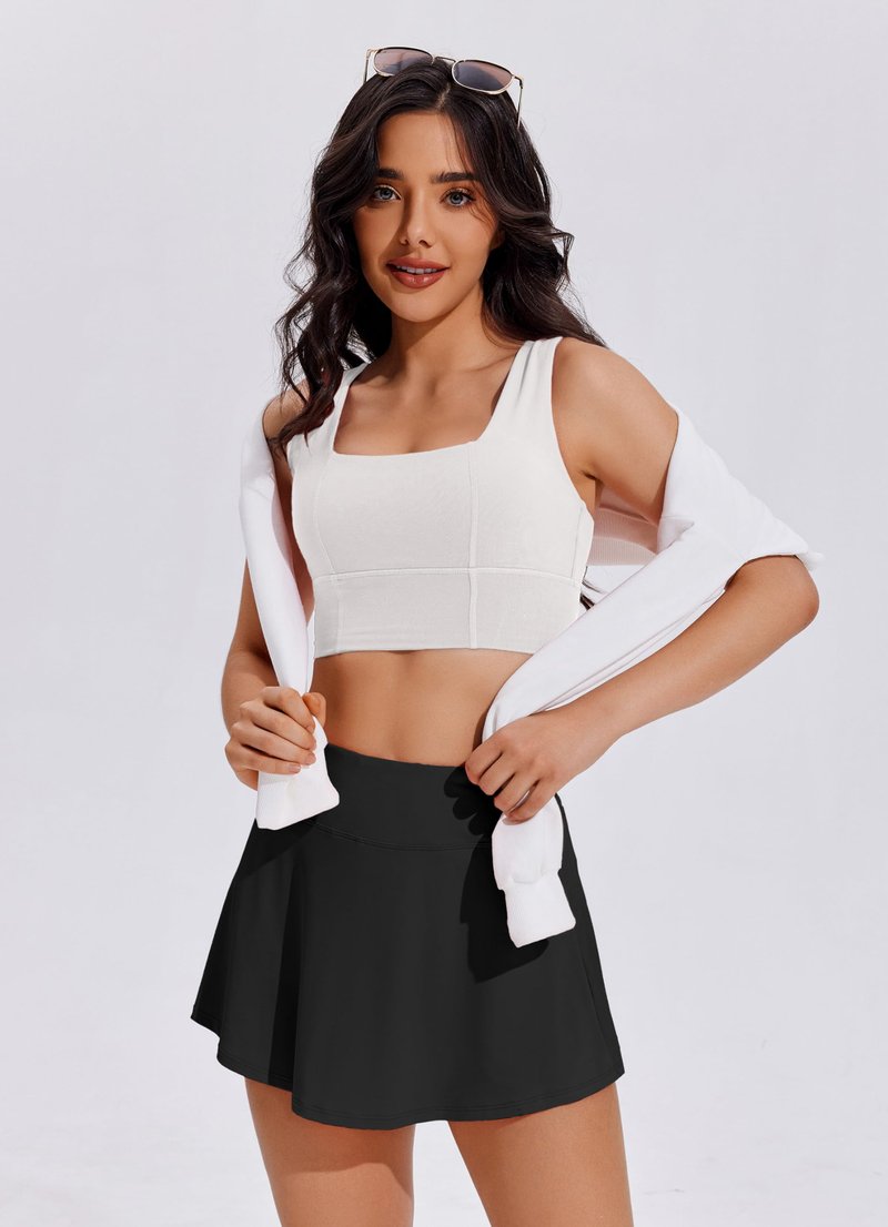 PINSPARK Tennis Skirts 13" Women Pleated Athletic Skort Lightweight Golf Skirts with Pocket Pickleball Outfits,Grey Td Small