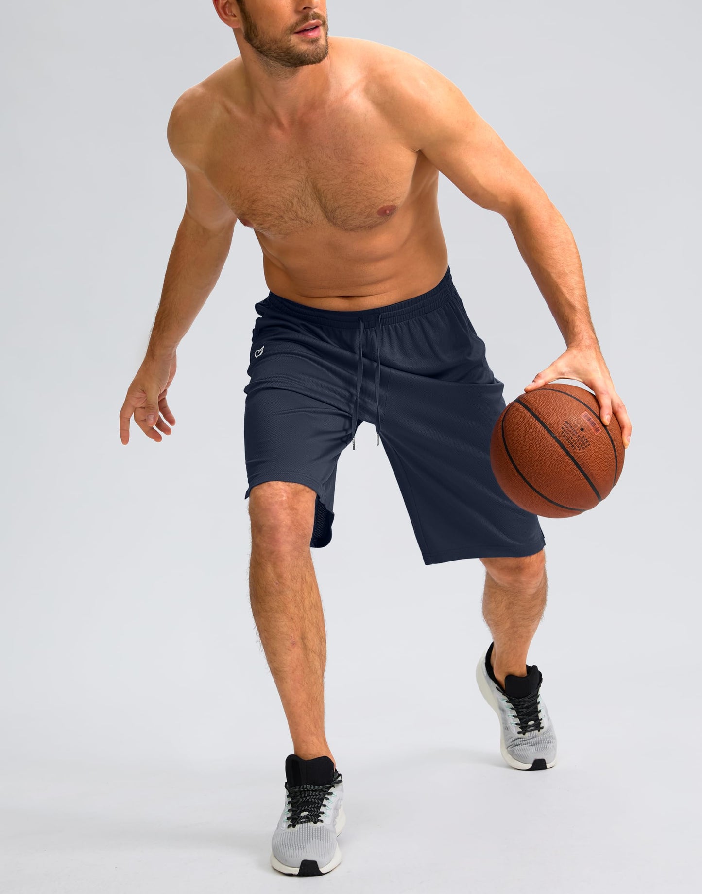 G Gradual Men's Athletic Shorts with Pockets 9" / 11" Long Basketball Shorts Lightweight Quick Dry Gym Workout Shorts for Men(Navy,XXL)