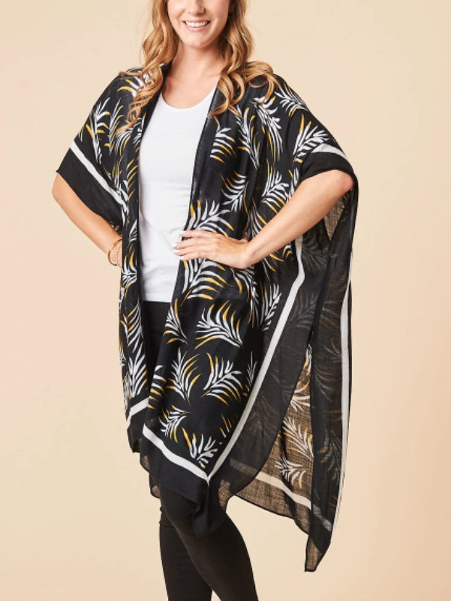 Moss Rose Women's Beach Cover up Swimsuit Kimono Cardigan with Bohemian Floral Print
