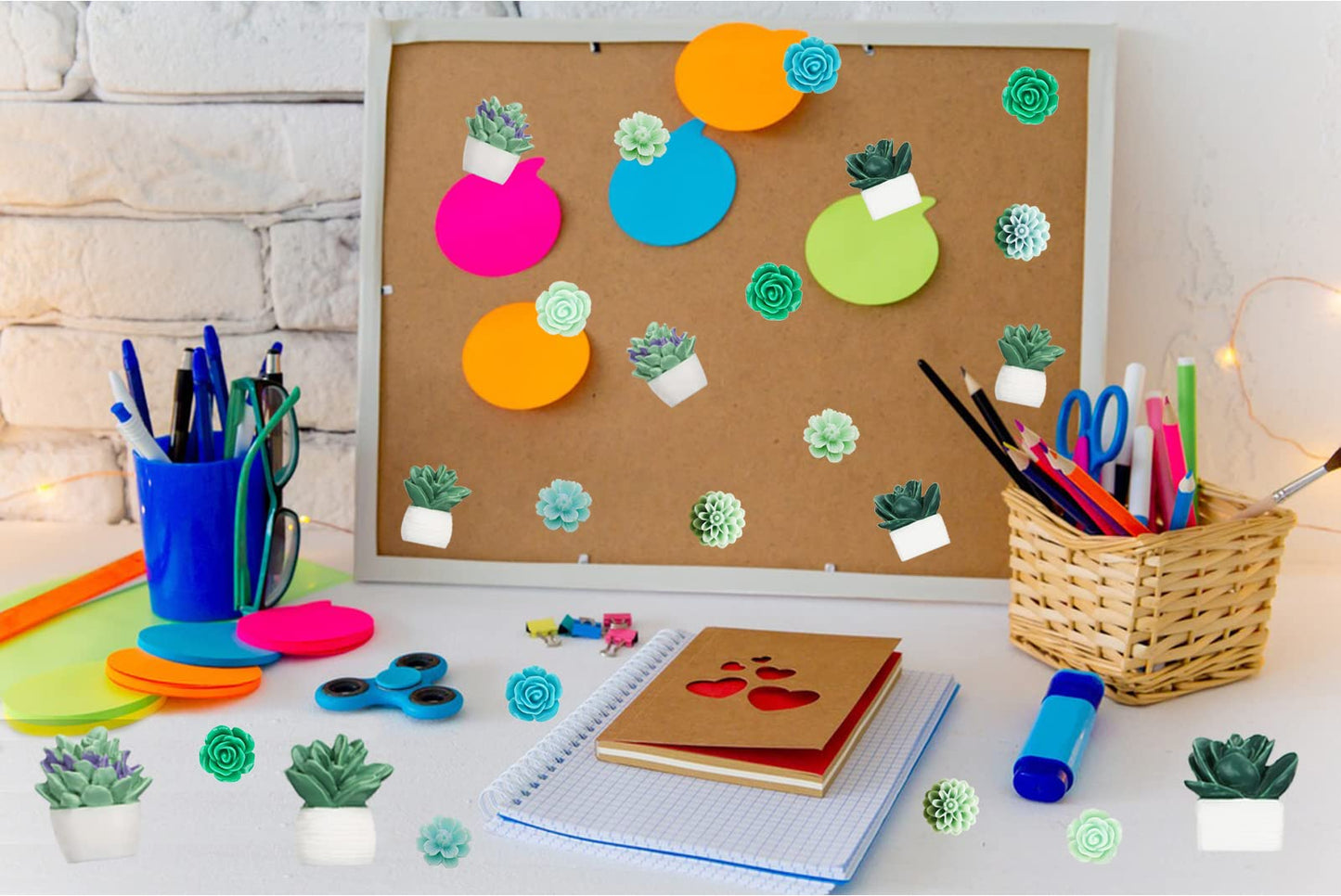 60 PCS Decorative Push Pins Set, Succulent Plants & Flowers Rose Thumb Tack Decorative Cute Push pins for Cork Board Bulletin Board Maps Photos Wall Home Office Classroom Decoration