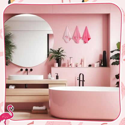 3 Pack Pink Flamingo Hand Towels
