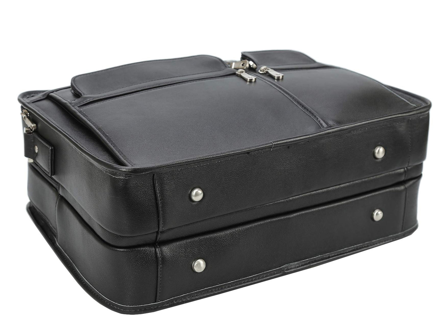 Polare 17'' Napa Leather Briefcase Laptop Attache Case Messenger Bag For Men Fits 15.6'' Laptop