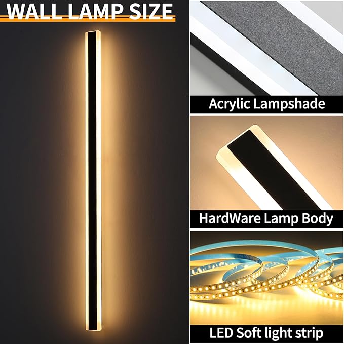 Mikeru 2Pack 71inch Long LED Wall Light Fixtures, 3000K Modern Outdoor Lights Exterior for House Ip65 Waterproof Rust Outdoor Light Fixtures Hardwire Wall Mount Exterior Lighting for Shop,Garage