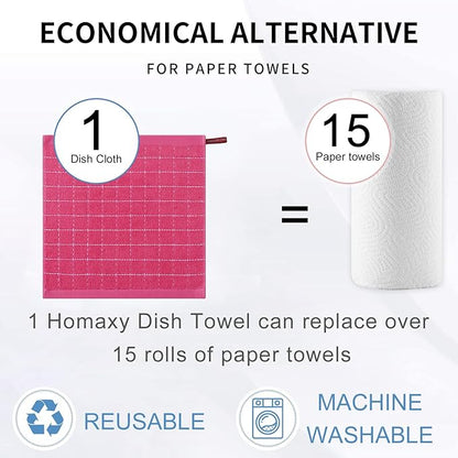 Homaxy 100% Cotton Terry Kitchen Dish Cloths, Ultra Soft and Absorbent Dish