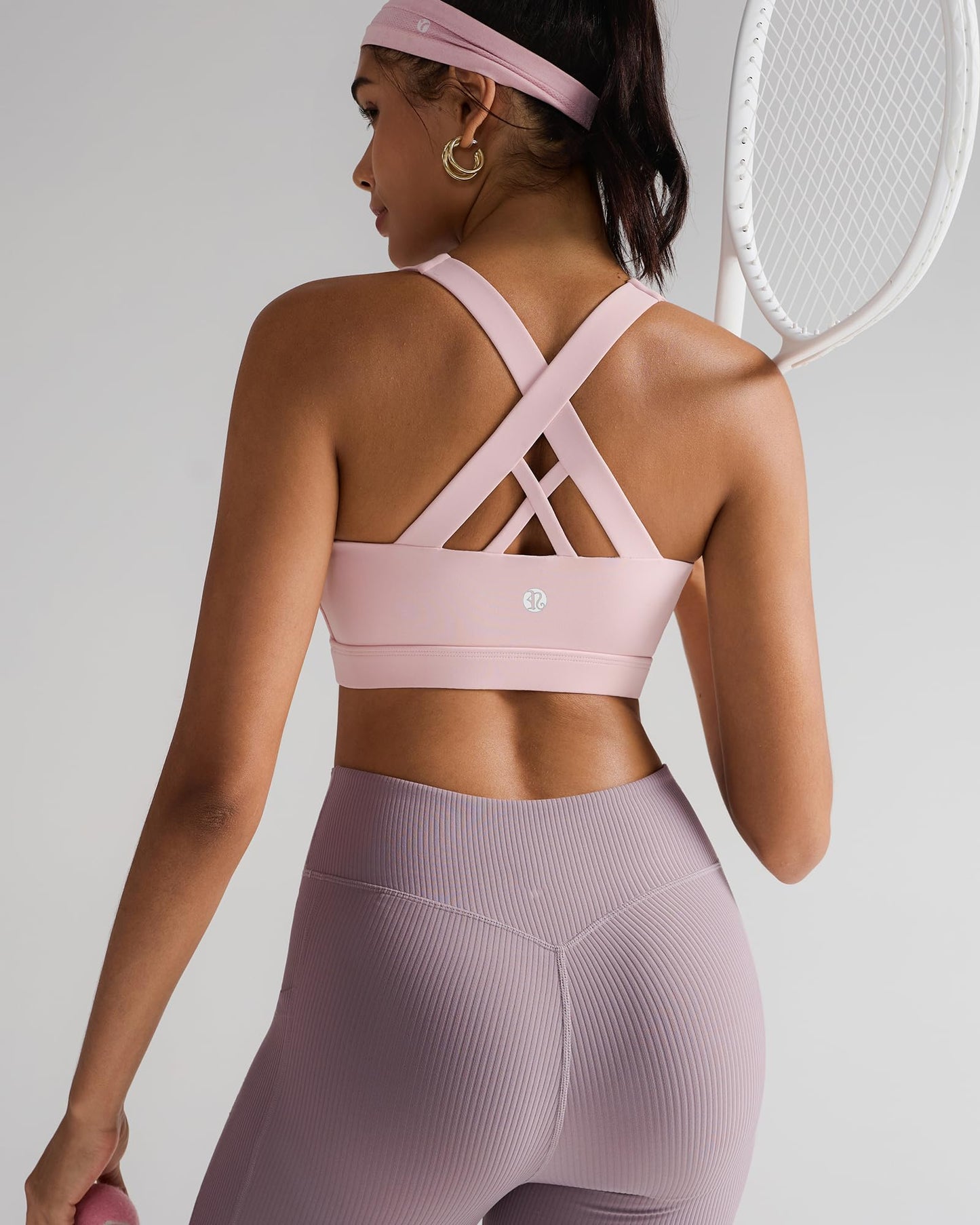 RUNNING GIRL Sports Bra for Women, Criss-Cross Back Padded Strappy Sports Bras Medium Support Yoga Bra with Removable Cups