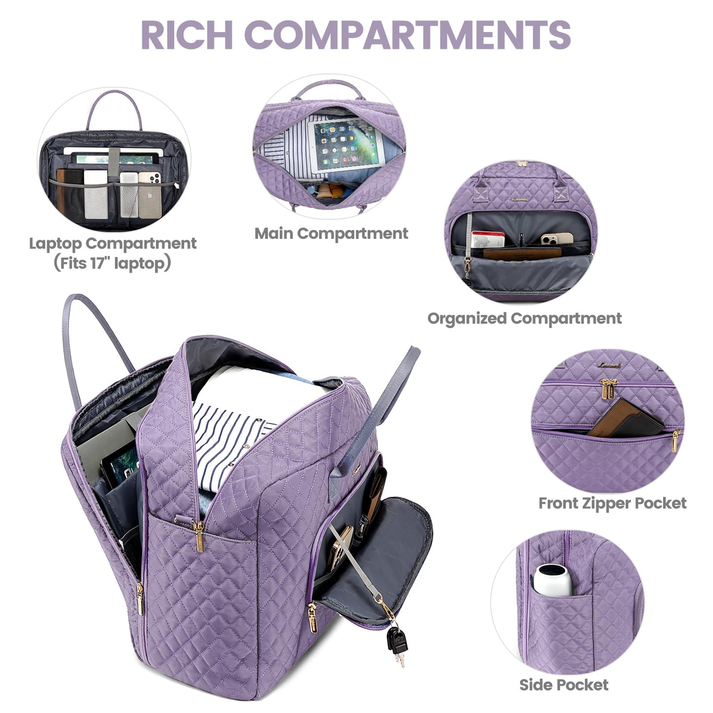 LOVEVOOK Travel Duffle Bag, Weekender Bag for Women with Professional Laptop Compartment Carry on Overnight Case with Toiletries Kit Wet Pocket for Business Travel, Hospital bag for Labor and Delivery