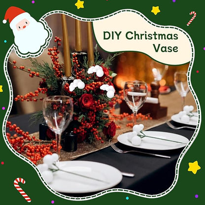 8 Pcs White Christmas Tree Picks 7.87 Inch Christmas Balls Ornaments Xmas Hanging Decorations for Xmas Tree Topper DIY Wreath Holiday Floral Vase Fillers Crafts Home Decor
