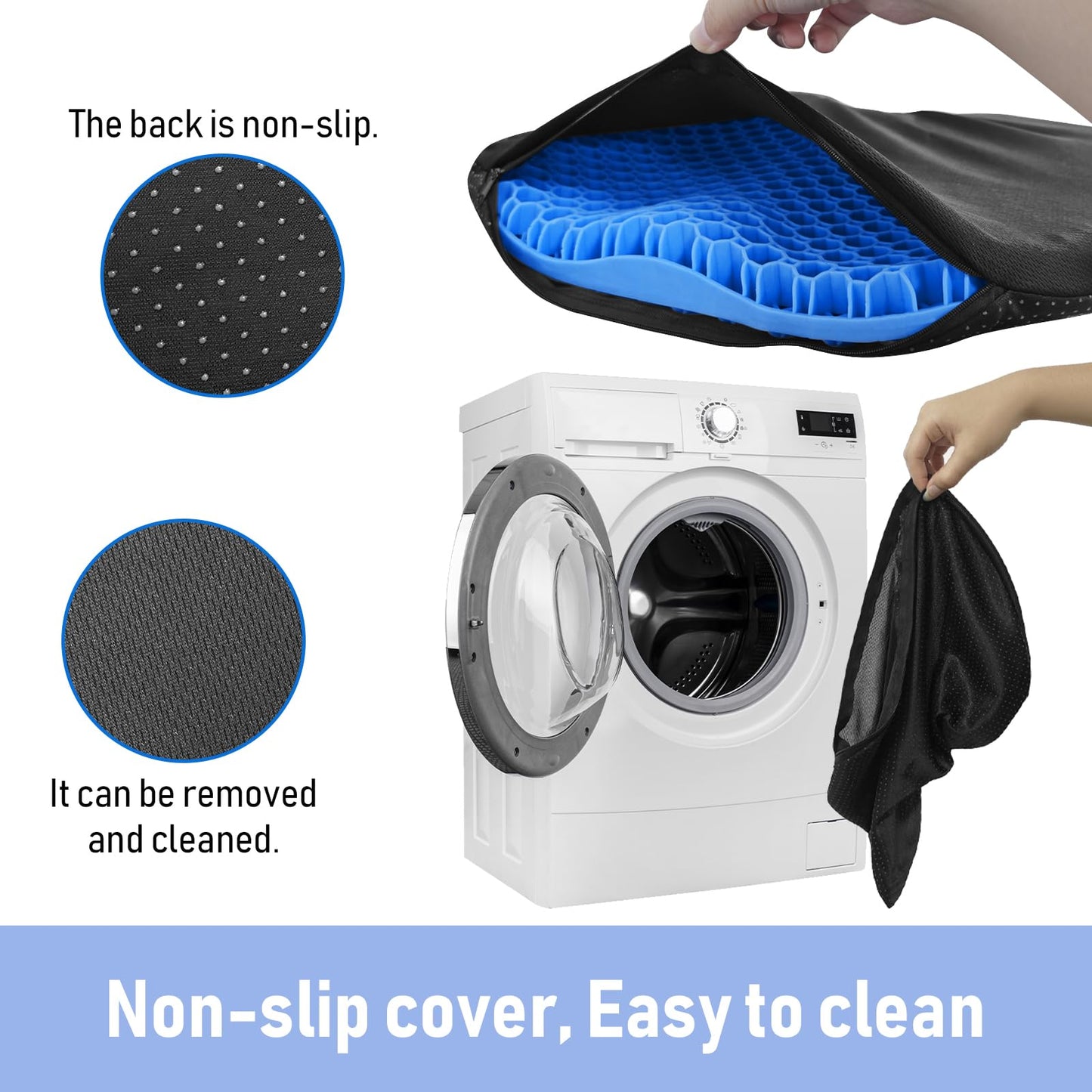NEW-Vi Anti-Slip Kayak Seat Cushion - Waterproof Thicken Gel Boat Kayak Canoe Rowing Stadium Pad for Sit in Kayak Chair Lifetime Kayak Accessories Equipment Gear for Fishing Kayak,Blue