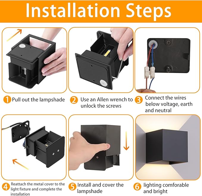 4 Pack Outdoor Wall Sconces Exterior/Interior LED Wall Lights,Square Modern Wall Sconce Fixture Set, Up and Down Lights IP65 Outdoor Waterproof Lights, 12W Warm Light 3000K Wall Light.