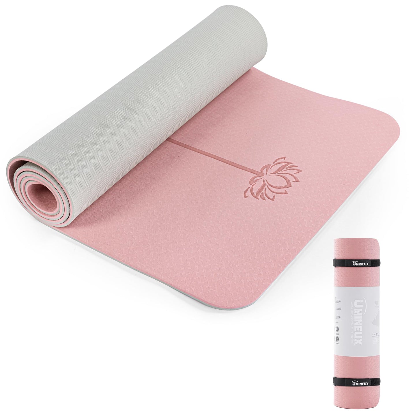 UMINEUX Yoga Mat Extra Thick 1/3'' Non Slip for Women, Eco Friendly TPE Fitness Exercise Mat with Carrying Sling & Storage Bag