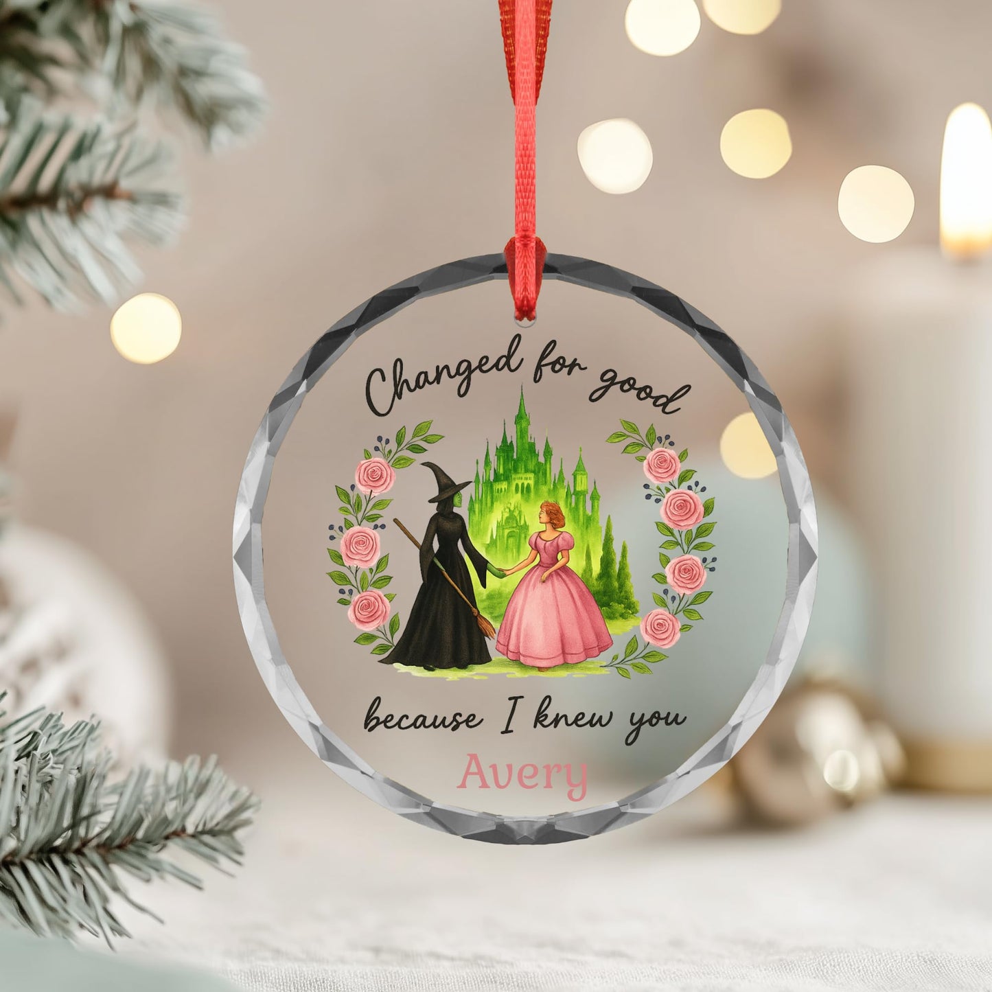 Wicked Ceramic and Glass Ornament, Broadway Musicals Ornament, Broadway Gifts for Fan, Wicked Christmas, Best Friends Merch, Xmas Teen Girl Gift (Ceramic 2 S, 1)