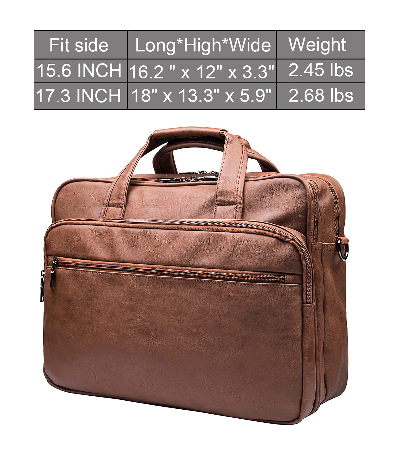 Leather Laptop Bag, Men's 15.6 Inches Messenger Briefcase Business Satchel Computer Handbag Shoulder Bag Fits 15.6 Inch Laptop, Computer, Tablet Brown