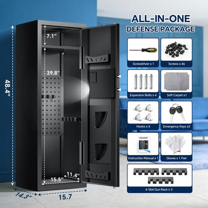 MSYCOST 8-10 Gun Rifle Safe for Home Security, Gun Safe for Rifles and Pistols - Quick Access Digital Keypad | Easy Assembly Gun Safe with Adjustable Shelves (Fits Shotguns & Ammo)