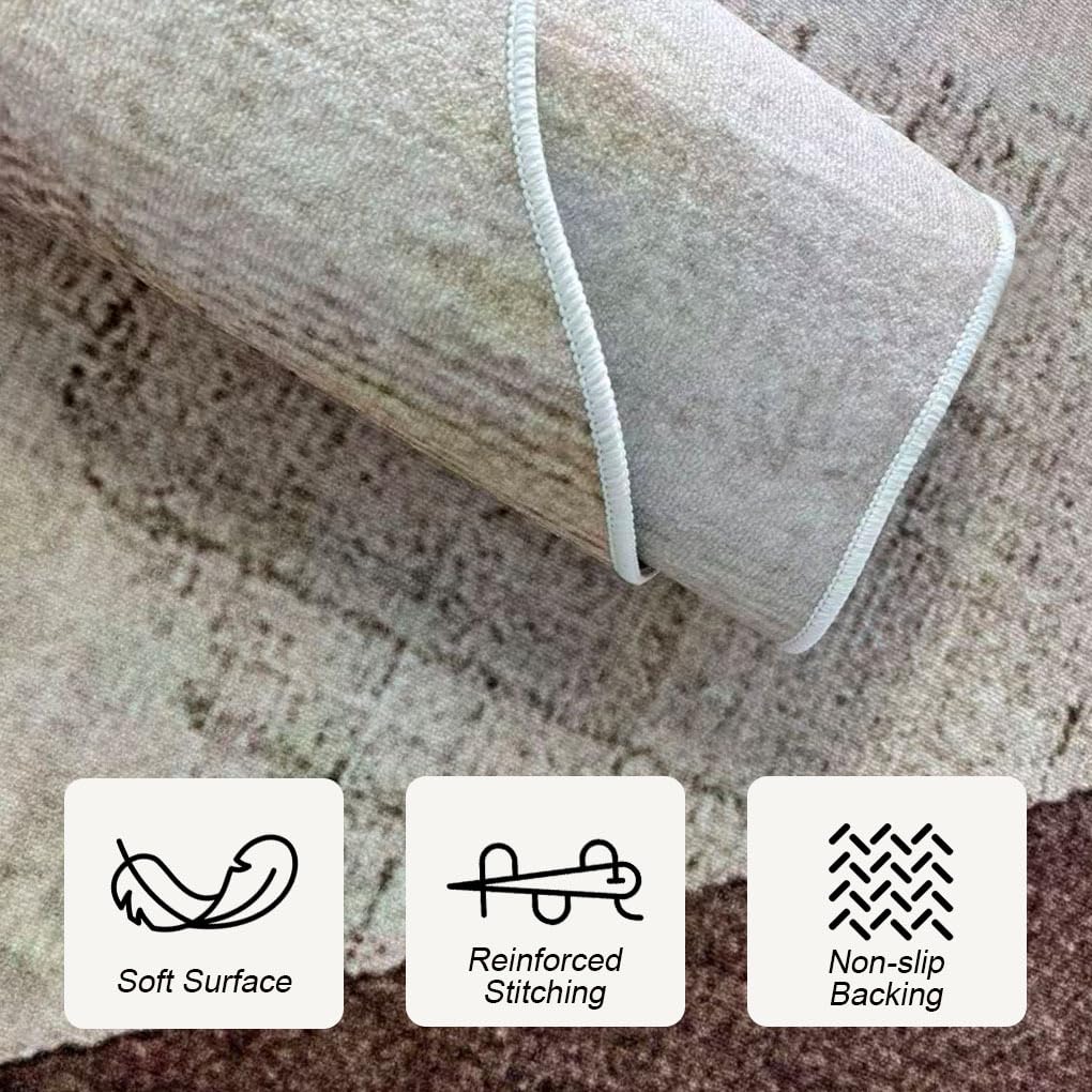 Modern Abstract Irregular Shaped Area Rug Soft Washable Carpet for Bedroom Livingroom Dining Kitchen Runner Rug Brown Beige Aesthetic 5x7 Floorcover
