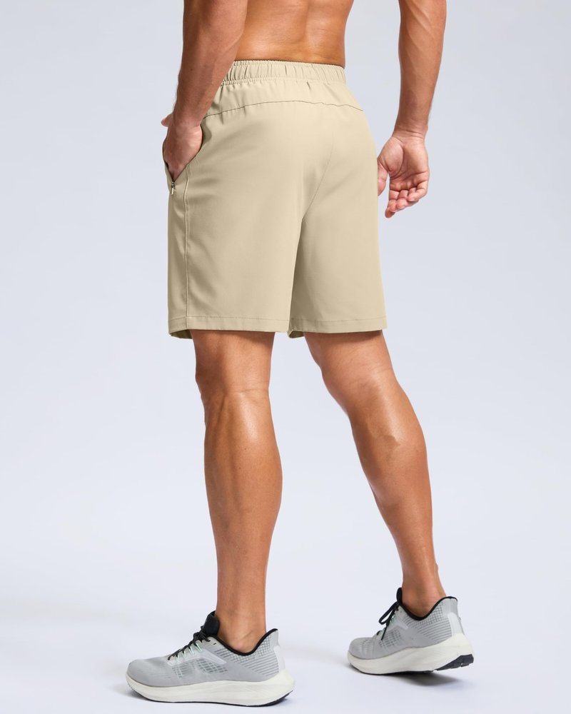 G Gradual Men's Athletic Running Shorts with Zipper Pockets Quick Dry 7"/ 5"/ 9" Workout Gym Shorts for Basketball Hiking(Khaki,7XXL)