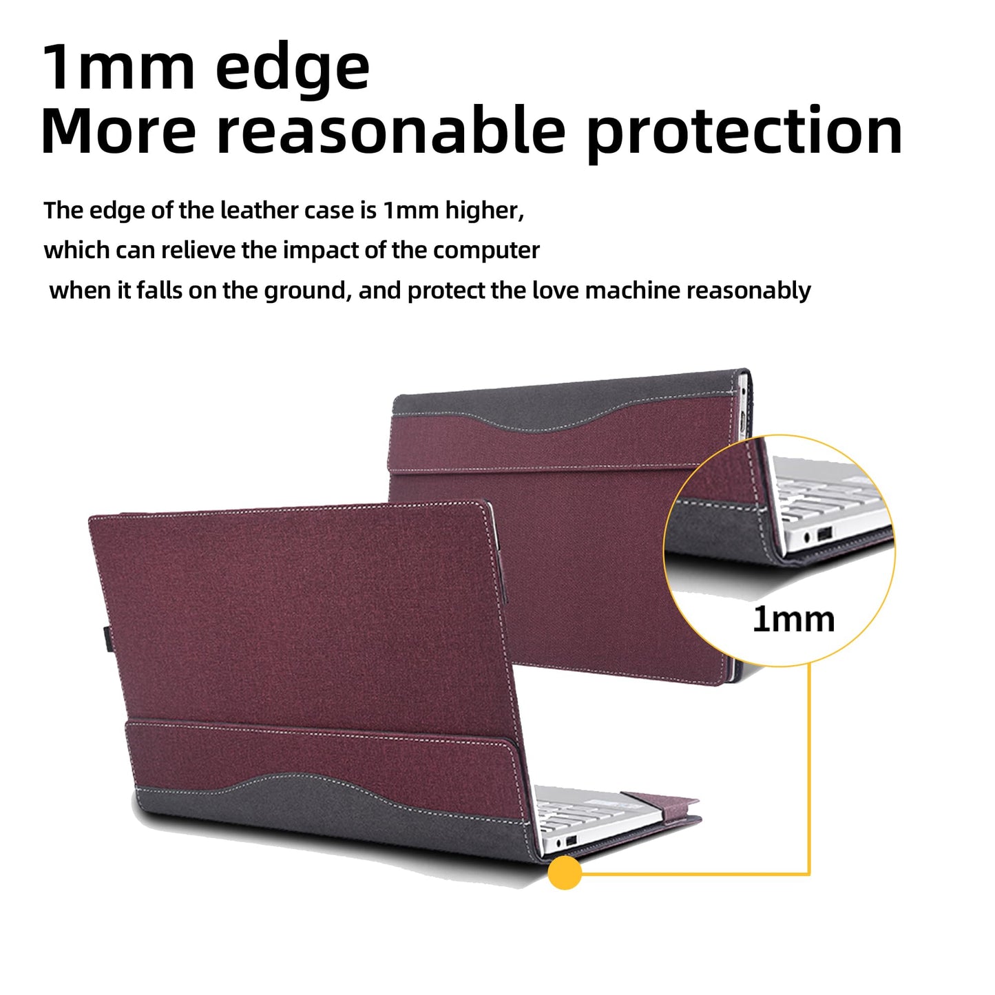 Laptop Cover for Lenovo Yoga Pro 9i (16″ Intel) Laptop All-Inclusive Drop-Proof Case 16inches PU Leather Inner Pocket Cover (Wine red)