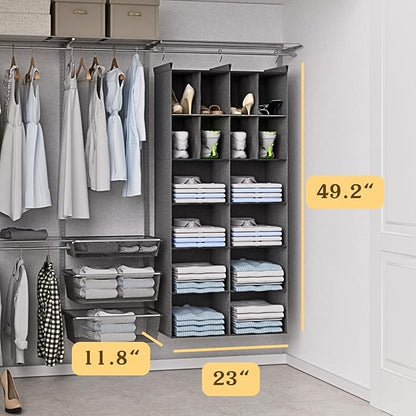 Ofiray-home 6 Tier Hanging Closet Organizer, 16 Compartments Sweater Organizer