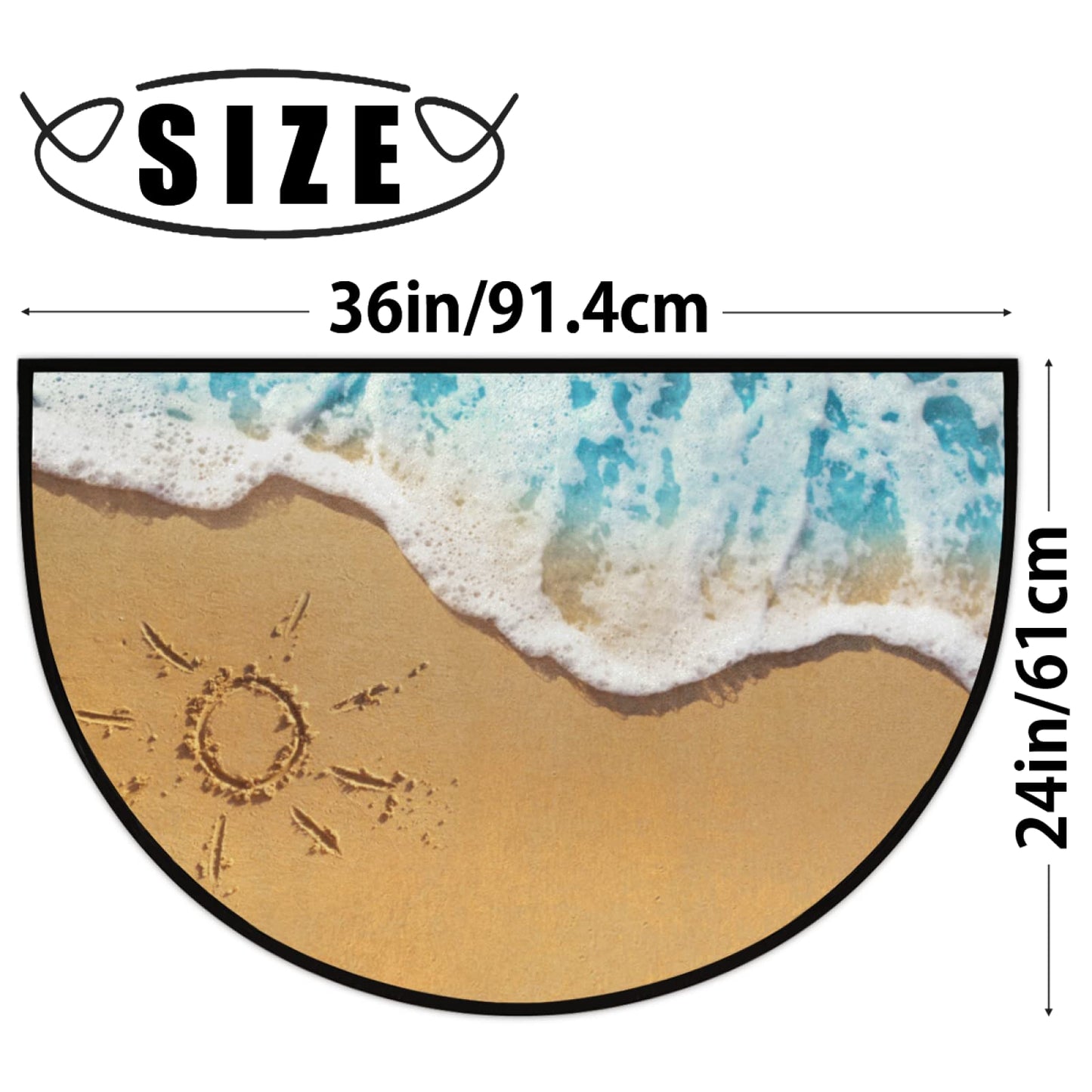 Ocean Beach Half Round Door Mat Welcome Entrance Mat Bath Bathroom Rug