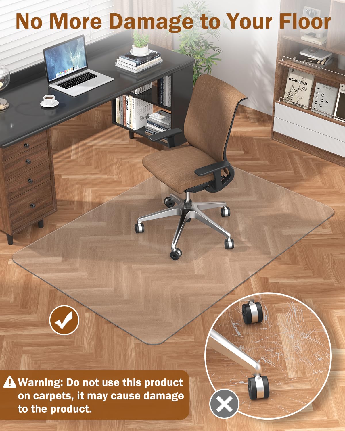 Blvornl Frosted Clear Chair Mat for Hardwood Floor, 32.5"*53" Hard Material Office Chair Mat, Memory Plastic Computer Chair Pad for Rolling Chairs, Desk Floor Rug for Office and Home
