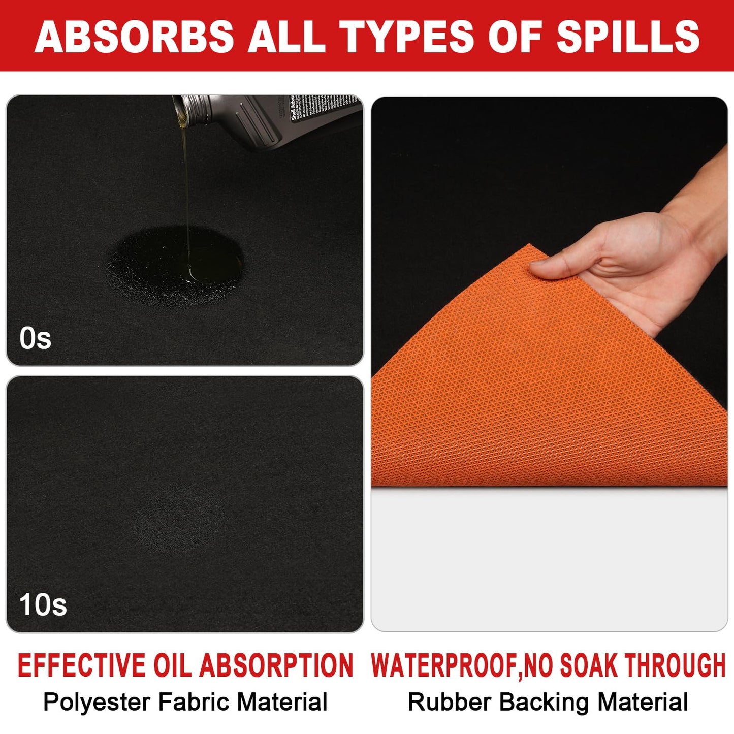 20' x 7'4" Garage Floor Mats - All-Weather Garage Floor Mats for Under Car, Absorbent Oil Spill Mat, Anti-Slip Garage Carpet, Reusable Garage Mats with Waterproof Backing, Garage Car Mat & Floor Rug