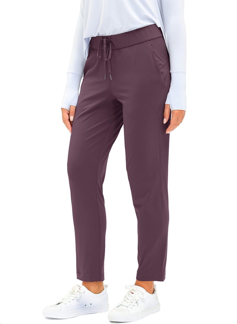 G Gradual Women's Pants with Deep Pockets 7/8 Stretch Sweatpants for Women Athletic, Golf, Lounge, Work (Wine Red, X-Small)