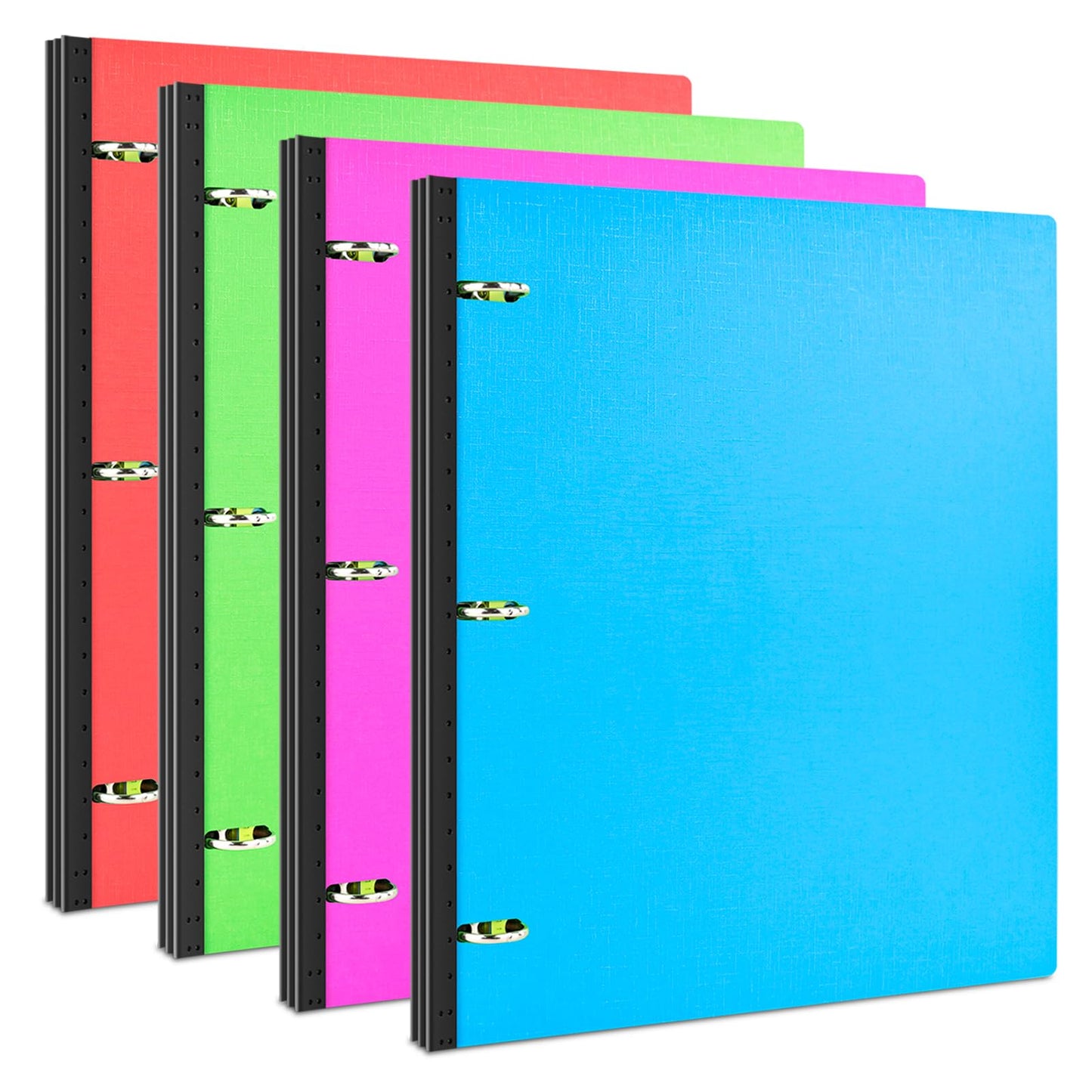 INFUN 1 INCH Telescoping 3 Ring Binder - 4PCS, Portable Plastic Binder with Telescoping Spine ，3 Ring Binders with Foldable Front Cover Holds 8.5" x 11" Paper for School,Office and Homes