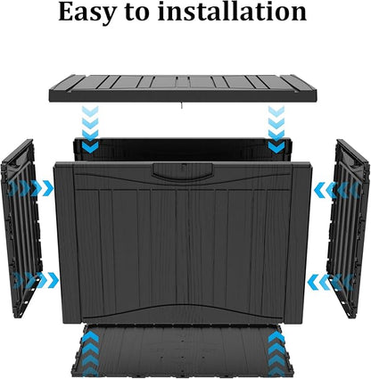 45 Gallon Outdoor Storage Box Waterproof Lockable Resin Deck Box Large, Patio Storage Bin for Pool Accessories Cushion Furniture, Garden Tools, UV-Resistant Outside Delivery Black