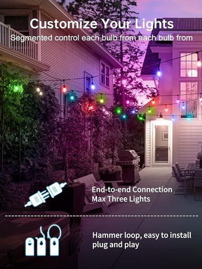 Commercial Grade 96FT LED Outdoor String Lights with Remote Control - Shatterproof Waterproof Color Changing Christmas Lights, Dimmable for Patio, Garden, Wedding Decor